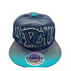 City Hunter Washington DC Snapback Hat Black Teal Stussy Style Flat Bill Cap